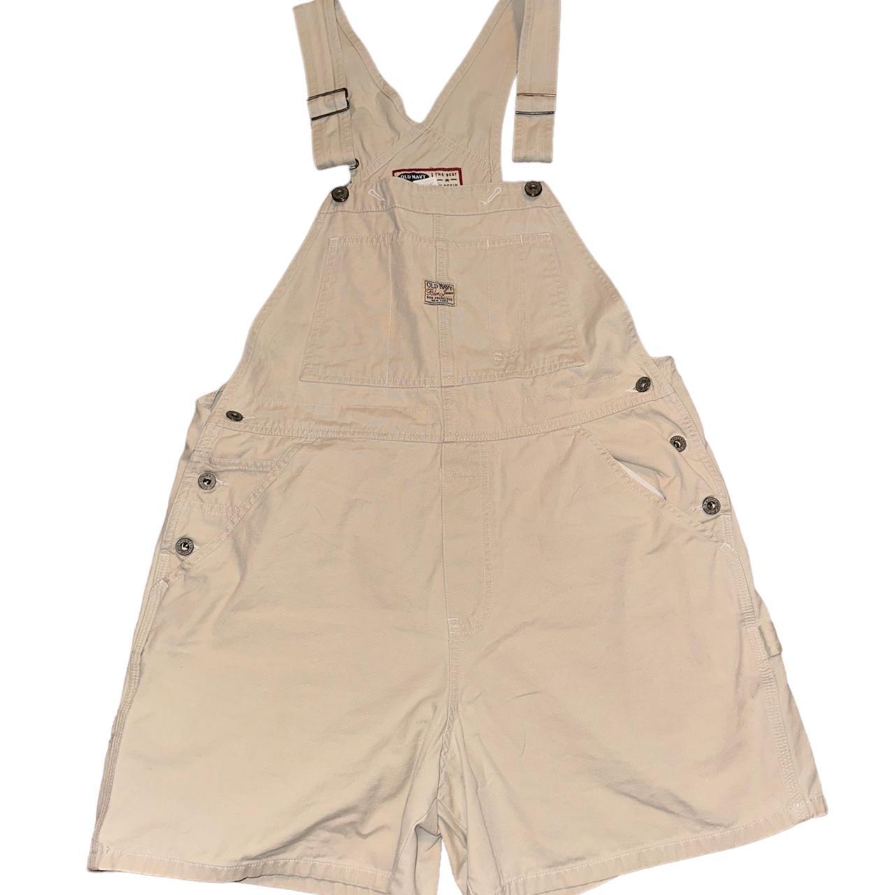 Khaki cream Old Navy overalls Size medium In good... Depop