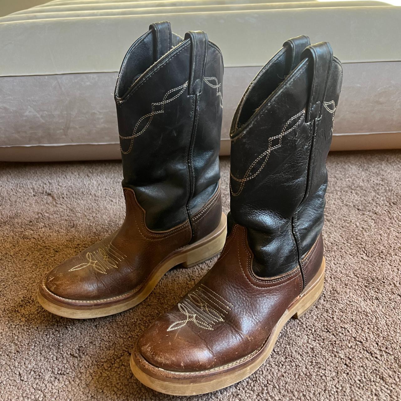 black and brown boots