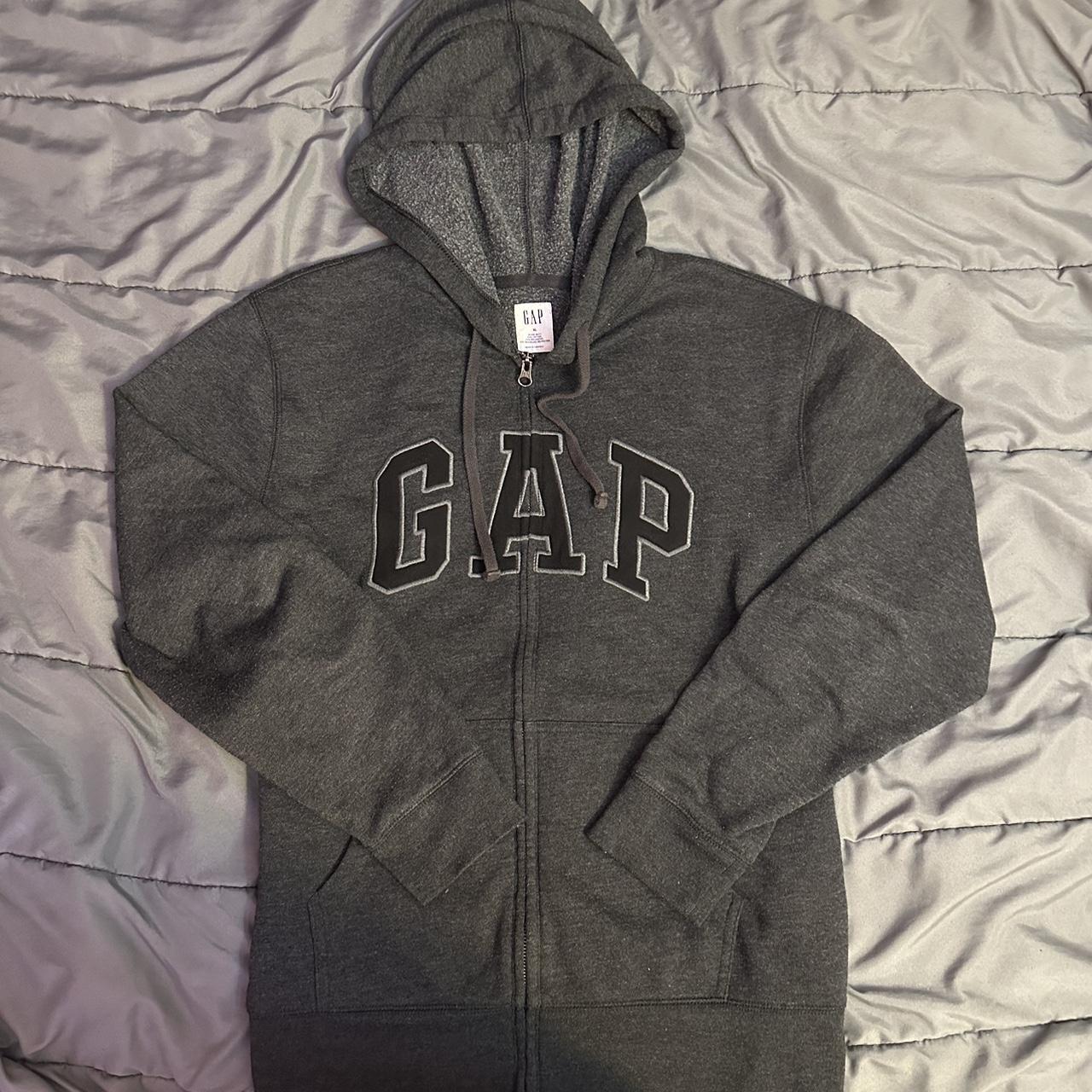 Gap Men's Grey and Black Hoodie | Depop