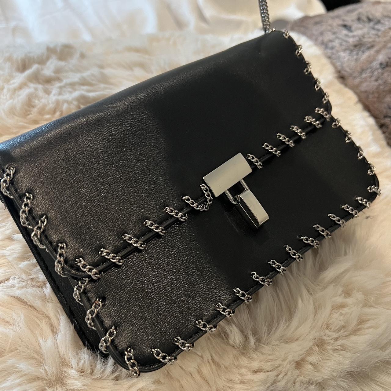 Zara Women's Black and Silver Bag Depop