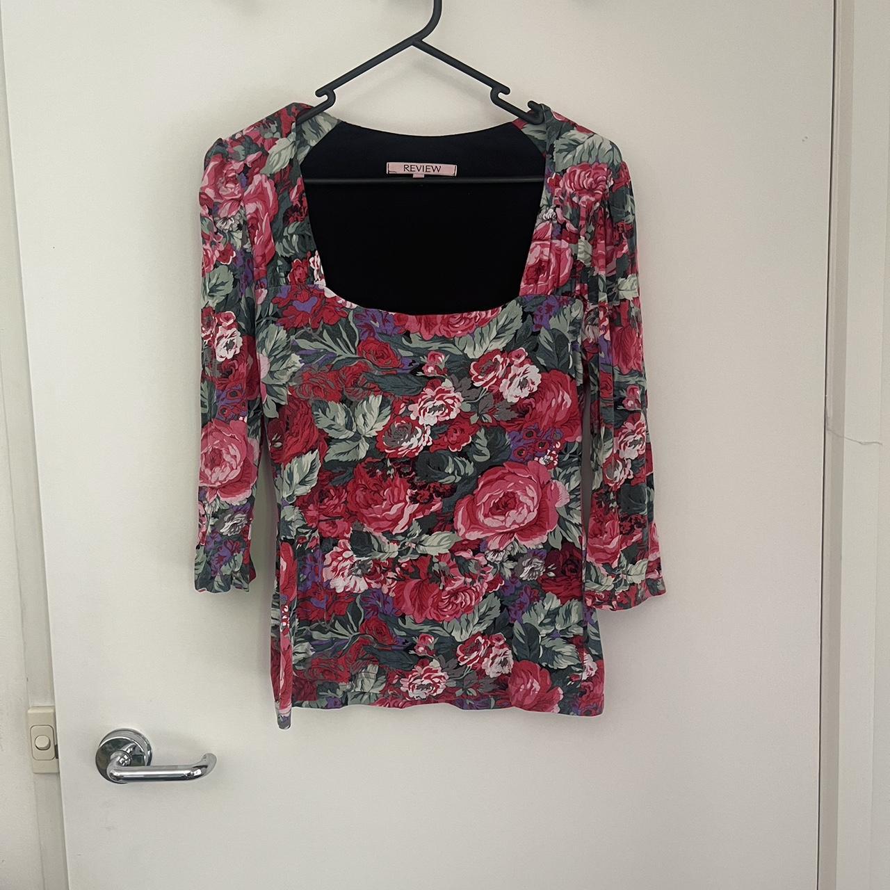 Review Clothing Australia top. Square neck and rose... - Depop