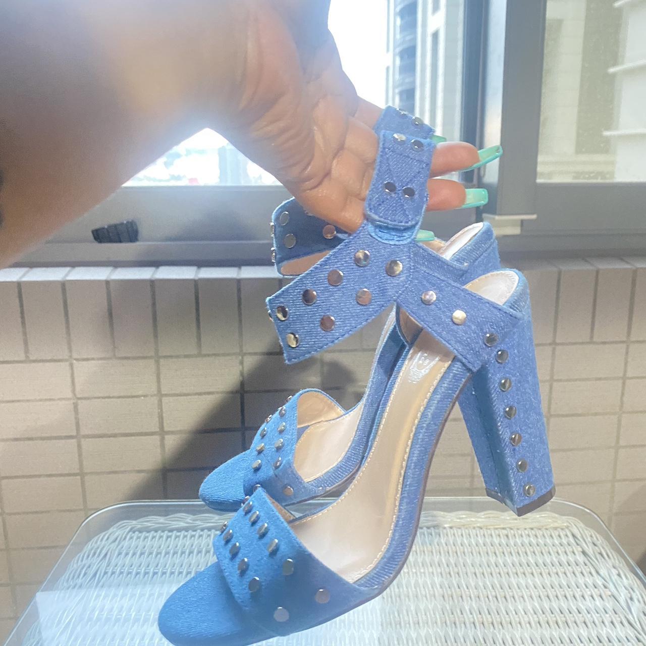 Blue 2024 studded heels