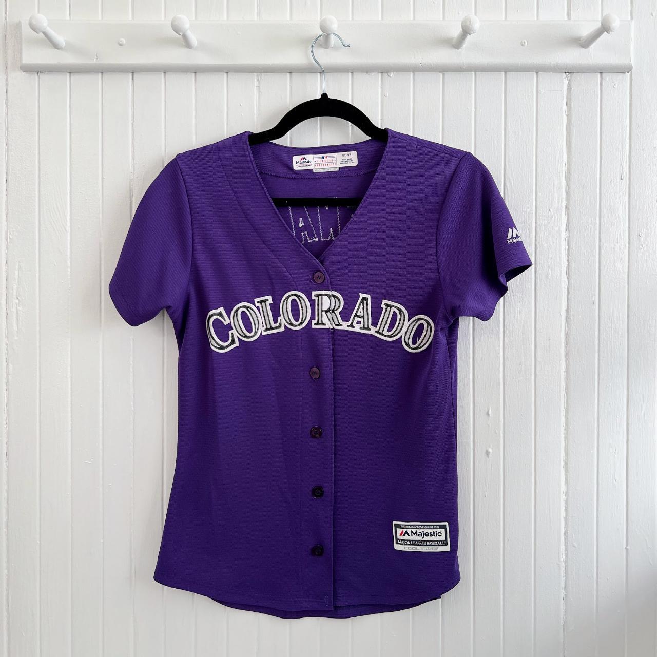 PINK Women's Colorado Rockies Baseball Black Top - Depop