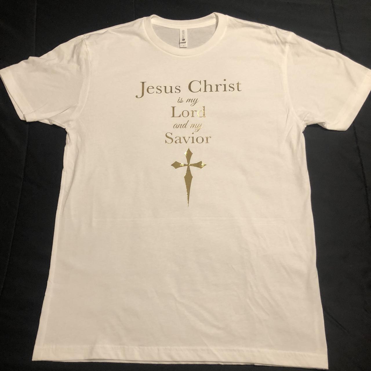 Christian Shirt Jesus Christ Lord Savior Metallic... - Depop