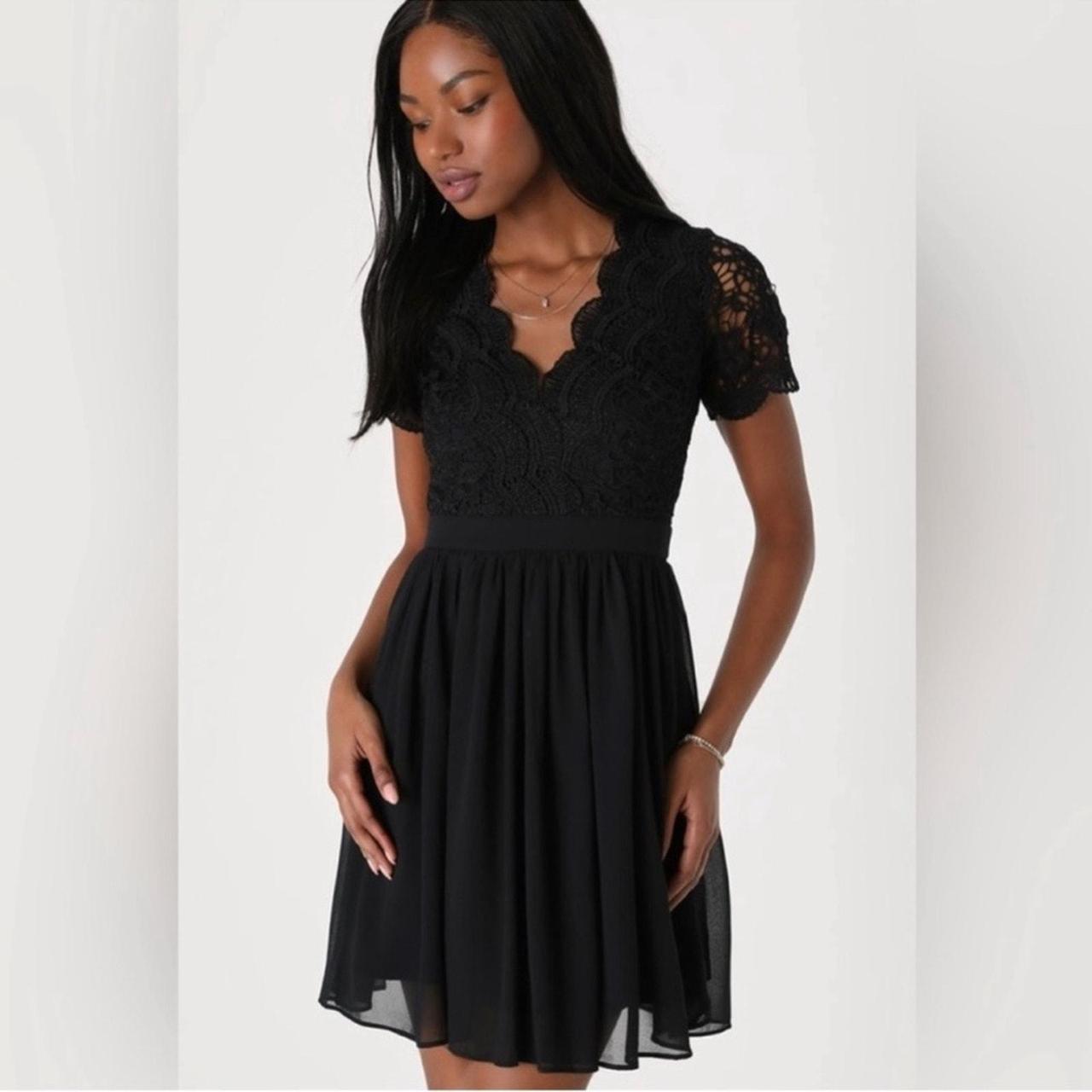 Lulu s Angel in Disguise Black Lace Skater Dress. Depop