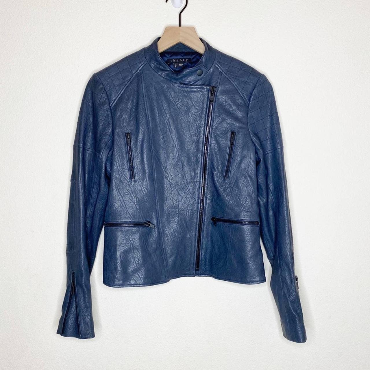 Theory leather cheap jacket womens