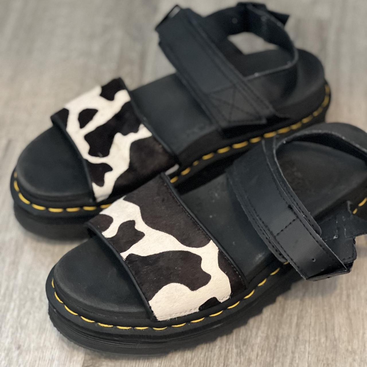 Dr martens cow online print sandals