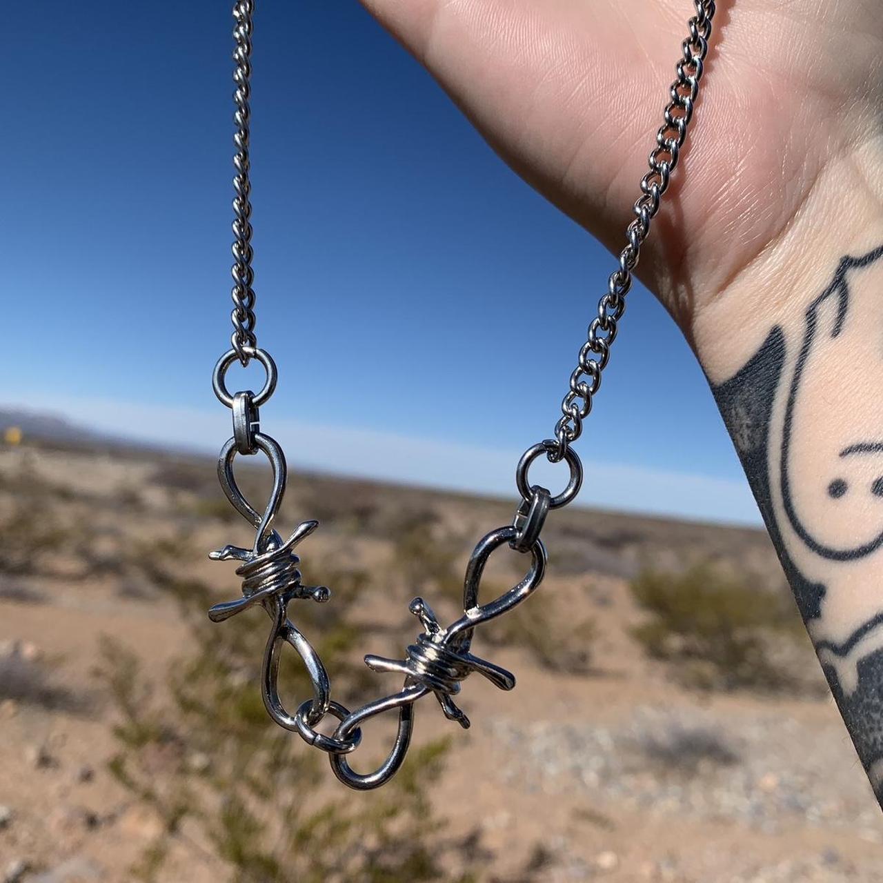 Choker Social Collision Barbed Wire Necklace Hot Topic ⛓ Thick