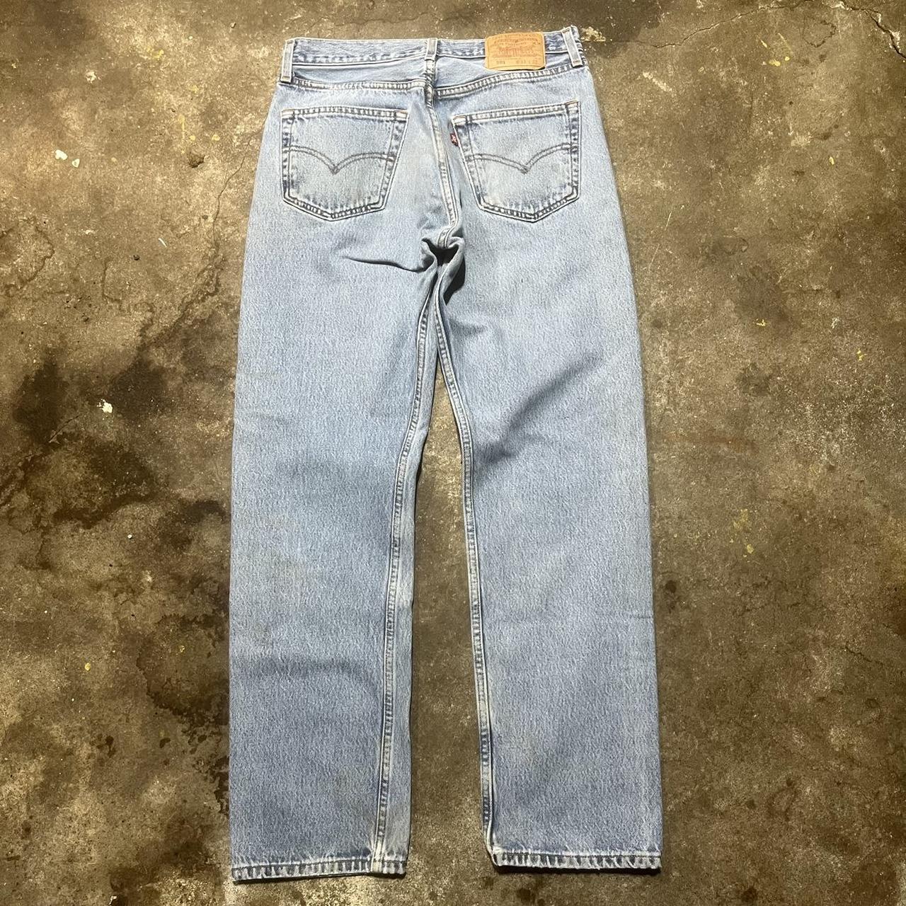 Levi's Men's Blue and Tan Jeans | Depop