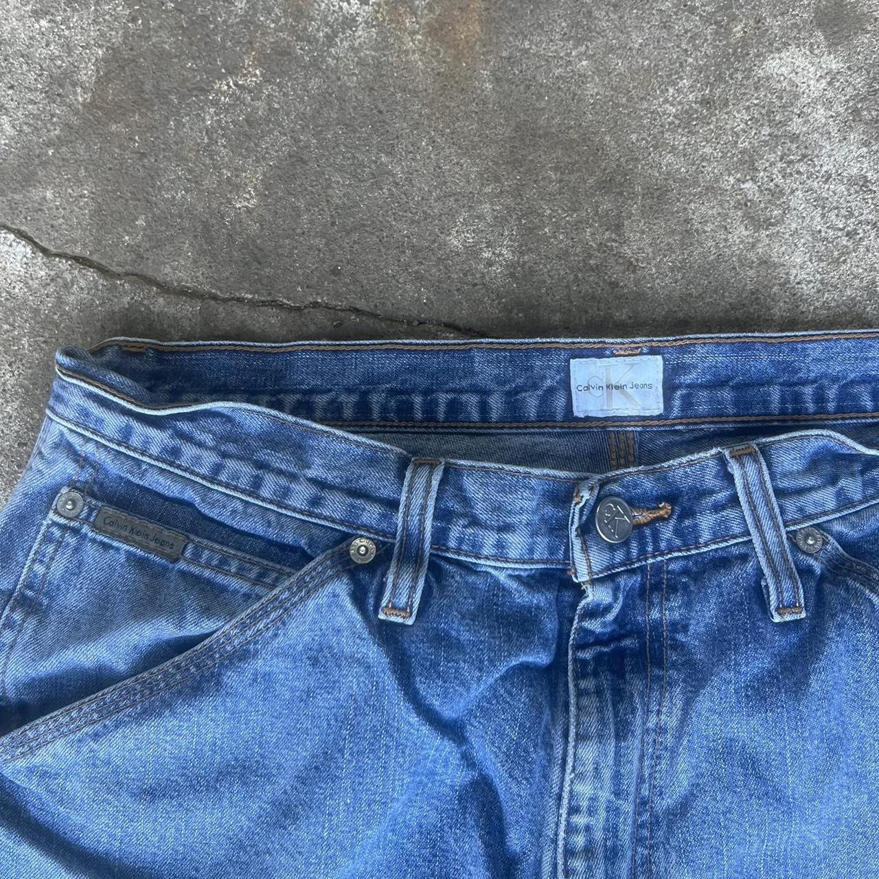 Calvin Klein Jeans Men's Blue and White Jeans | Depop