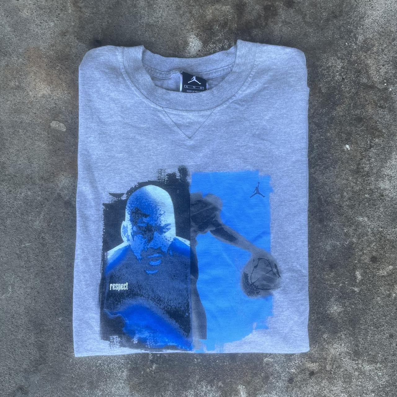 Jordan Men's Grey and Blue T-shirt | Depop