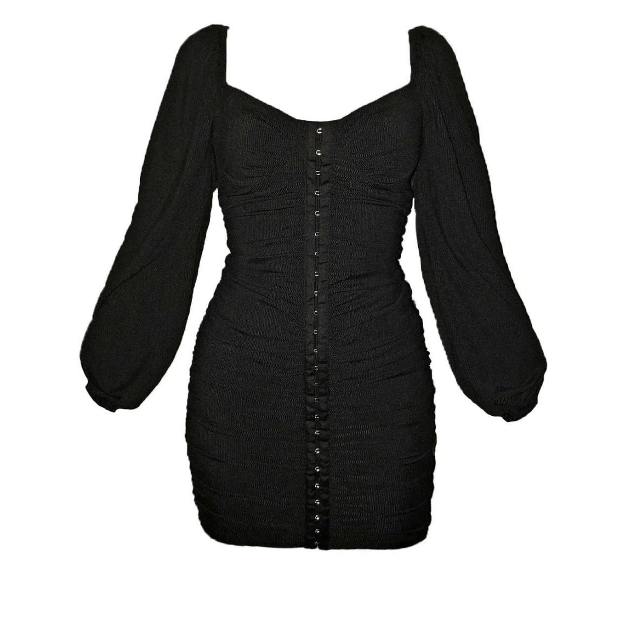 Black hook and eye ripped mini dress worn once for... Depop