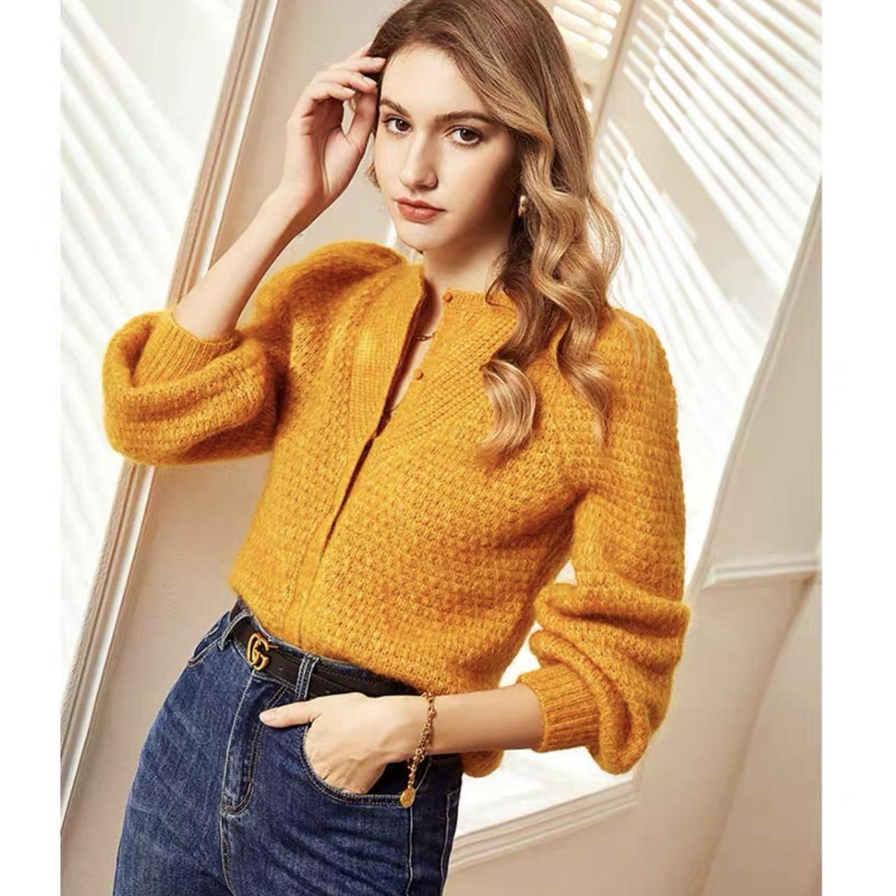 Sézane Women's Yellow Cardigan Depop