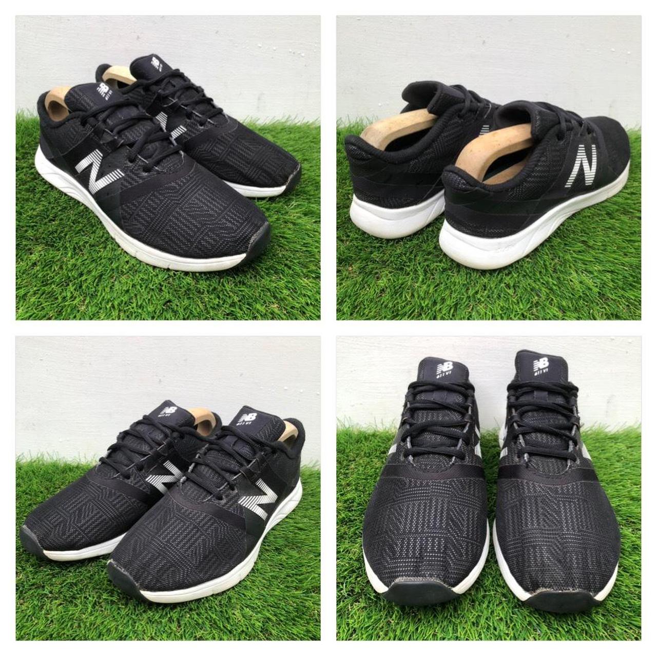 New Balance Women's Black and White Trainers Depop