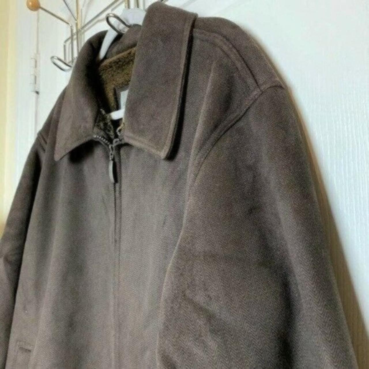 Johnston & Murphy Herringbone Brown Zip Coat popular with Faux Fur Lining Sz XL