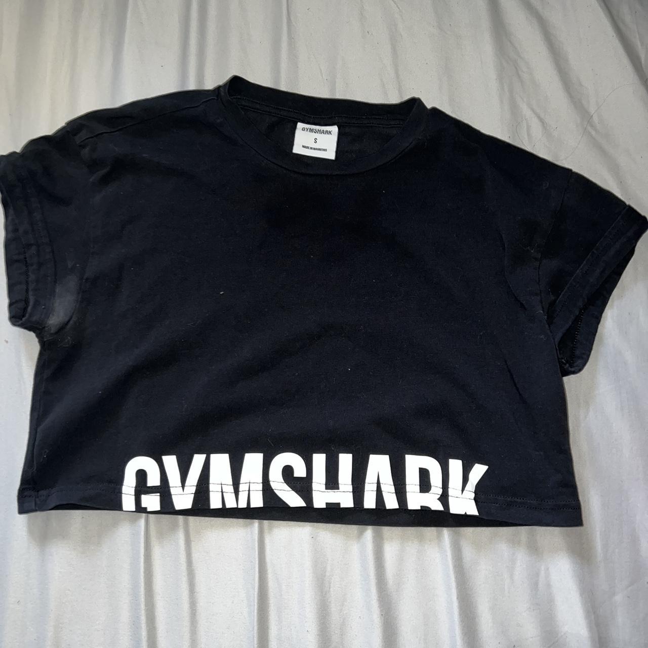 gym shark fraction crop top - size small - small - Depop