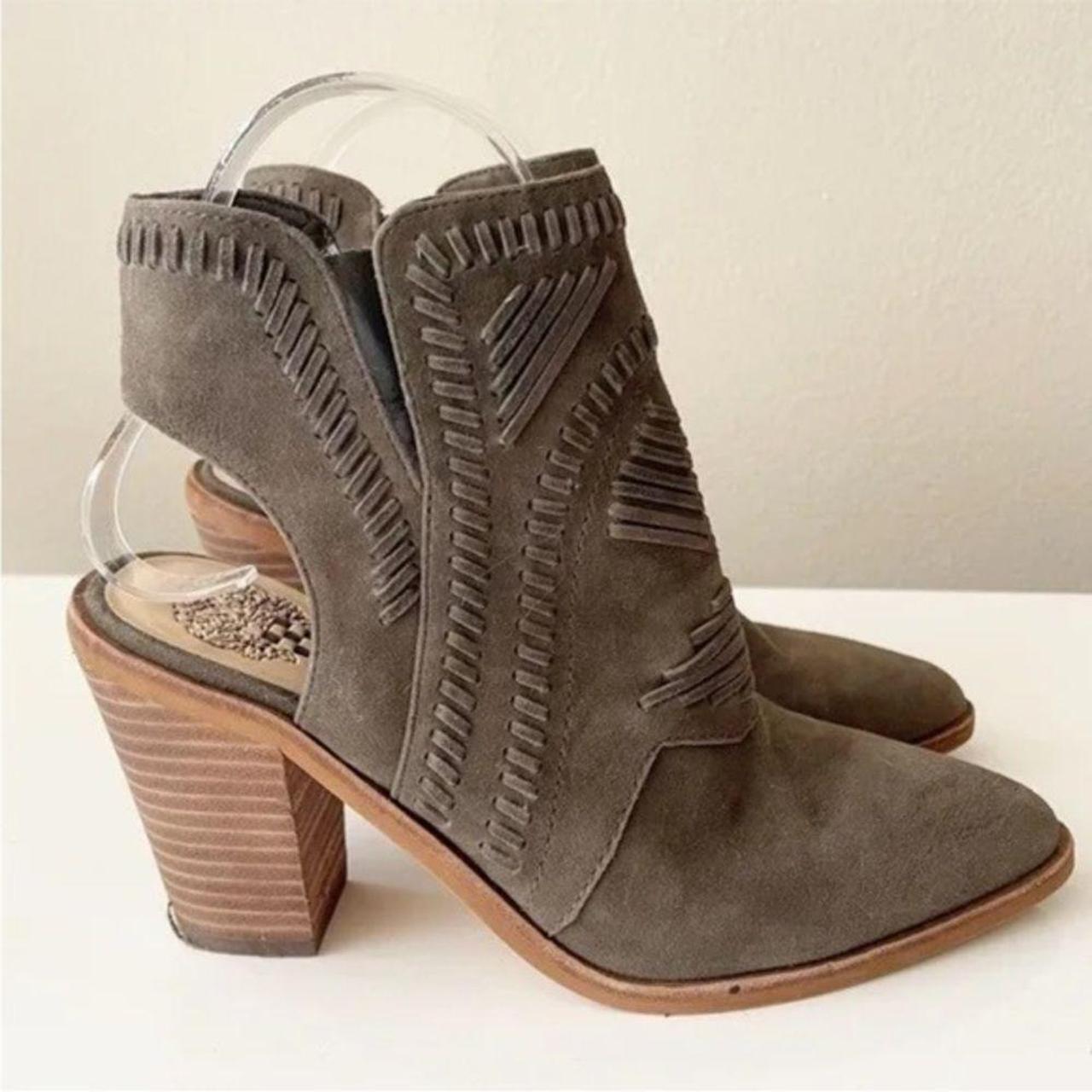 Vince camuto leather hot sale stacked heel booties