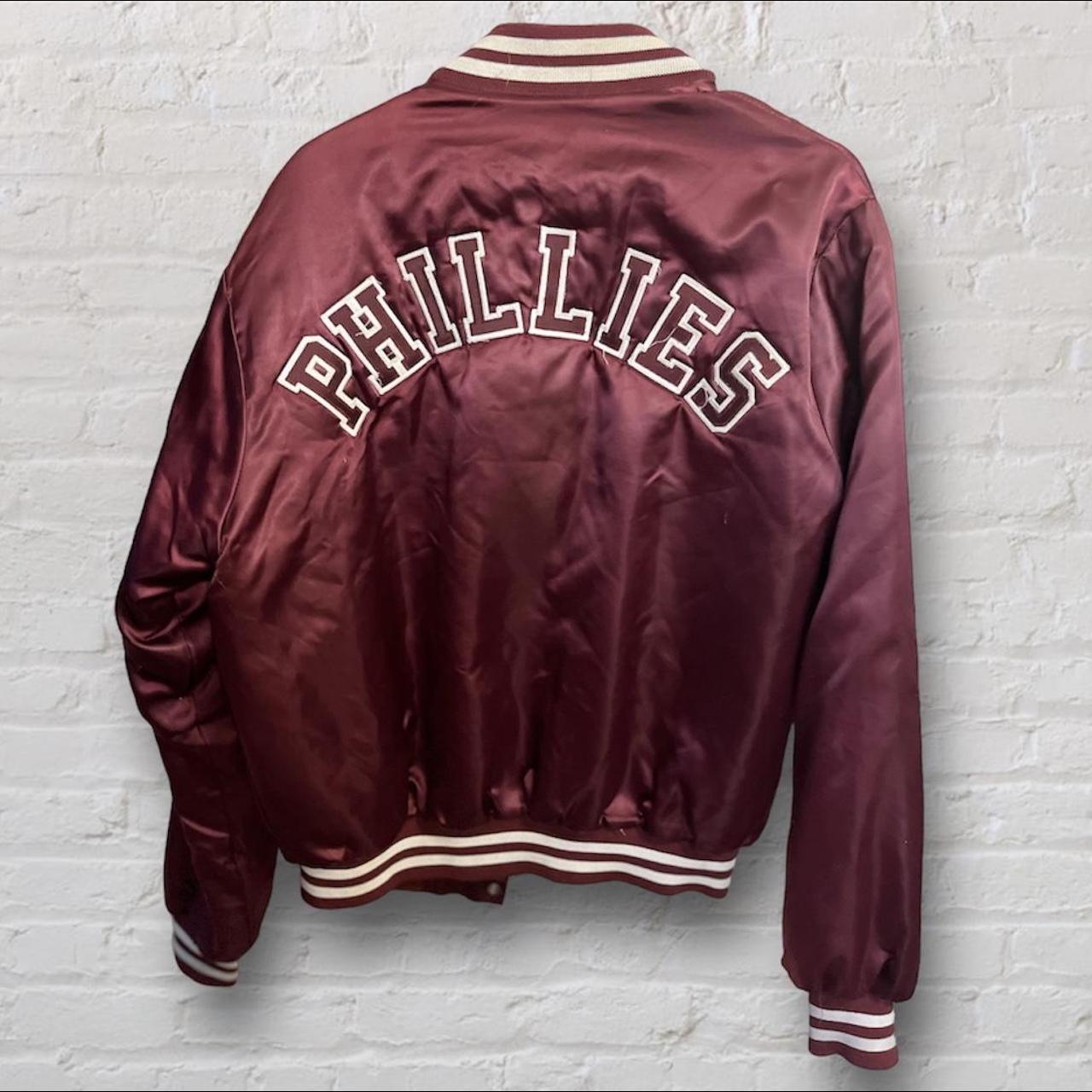 White and Burgundy Philadelphia Phillies Varsity Jacket - Jackets