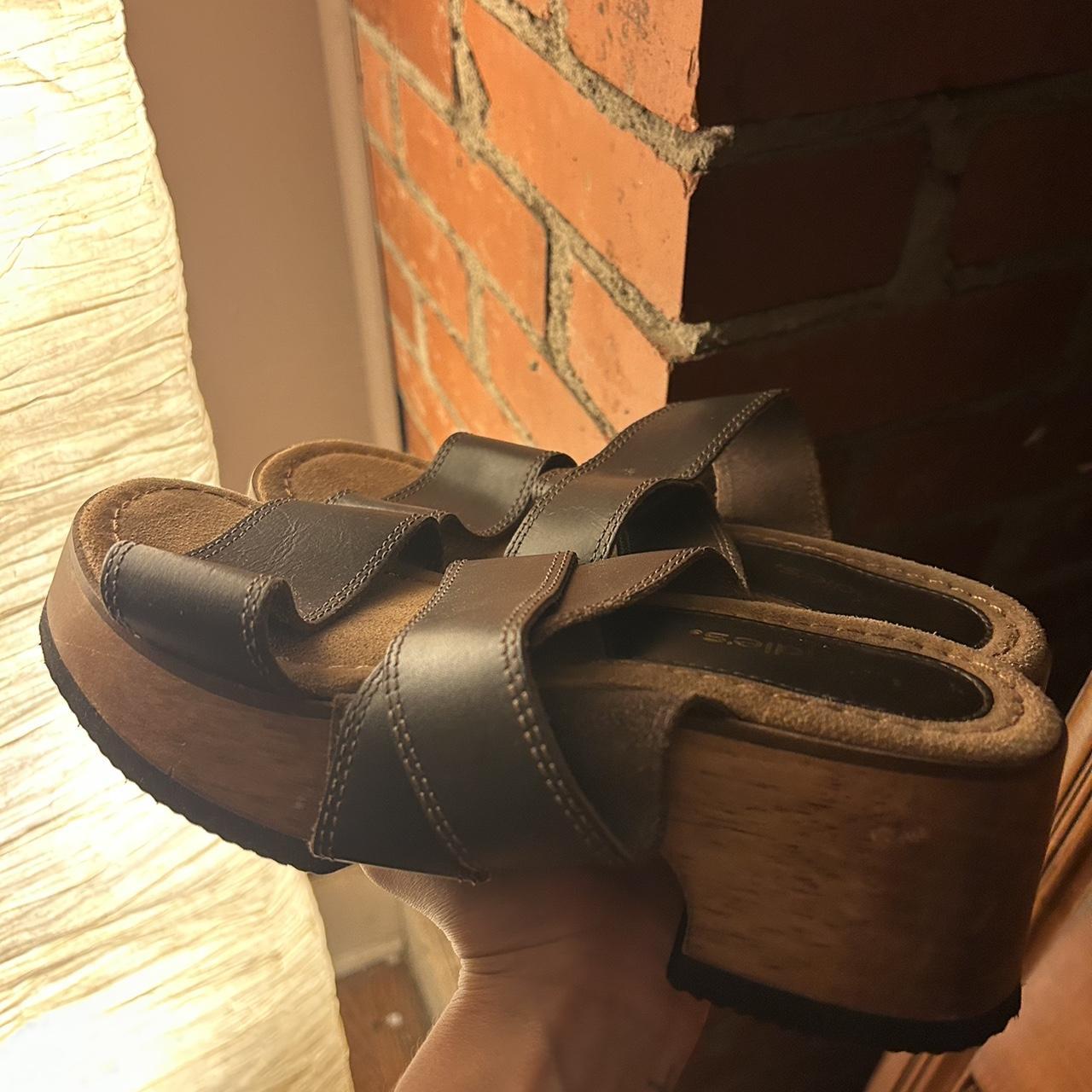 Candies vintage 80s wooden platform leather sandals Depop