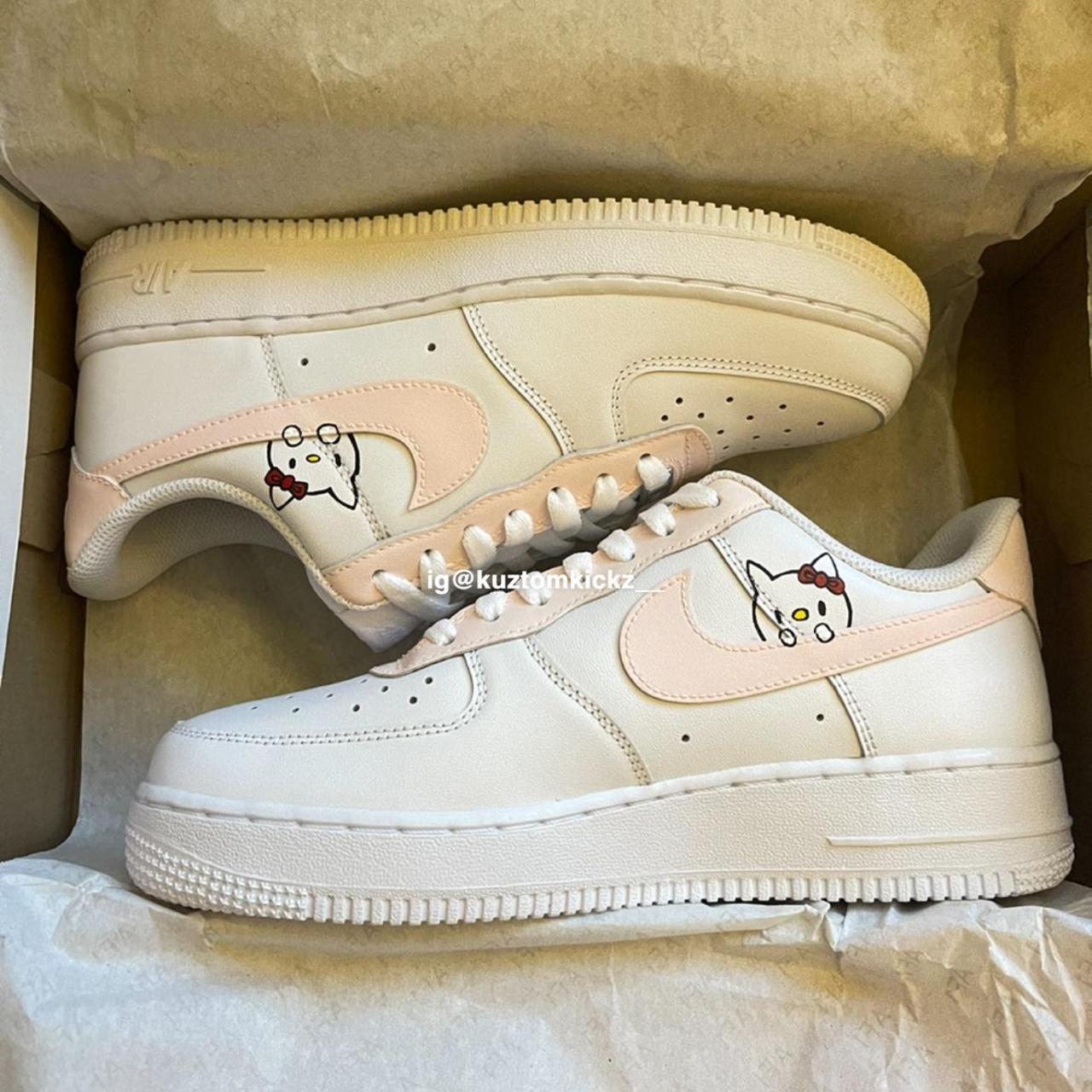 Nike Air Force 1 - all white Custom painted cow - Depop