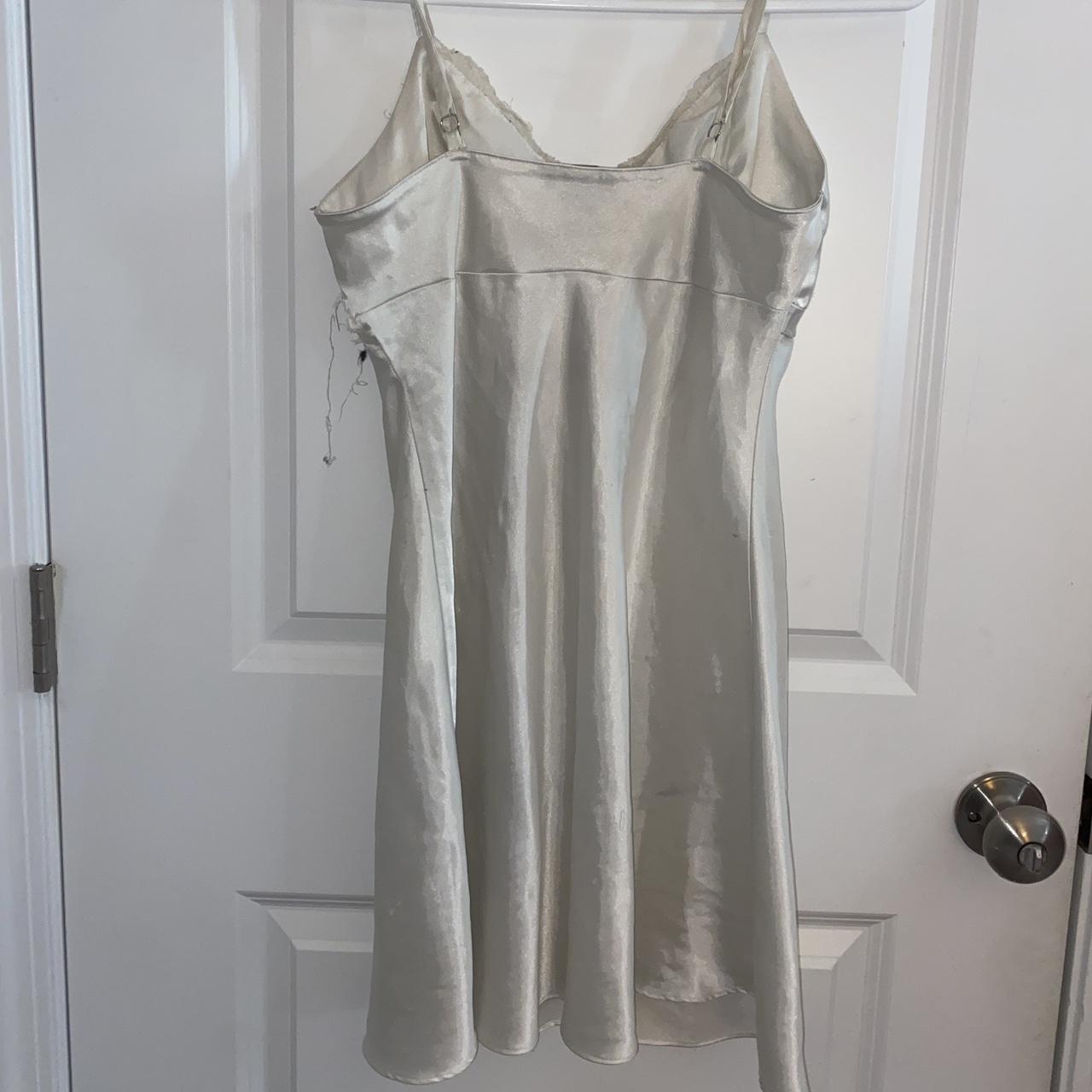 vintage white lacey mini slip dress - size... - Depop