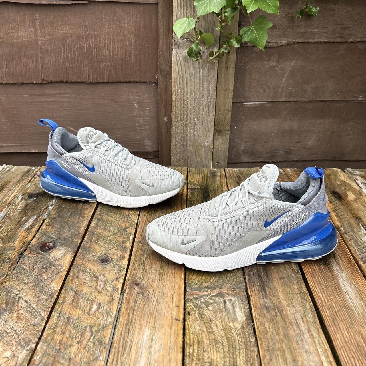Boys Nike Air Max 270 Light Grey/Royal Blue Trainers... Depop