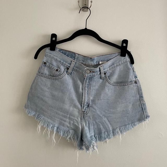 Vintage 90's light wash denim cutoff shorts 🩳 Hand - Depop