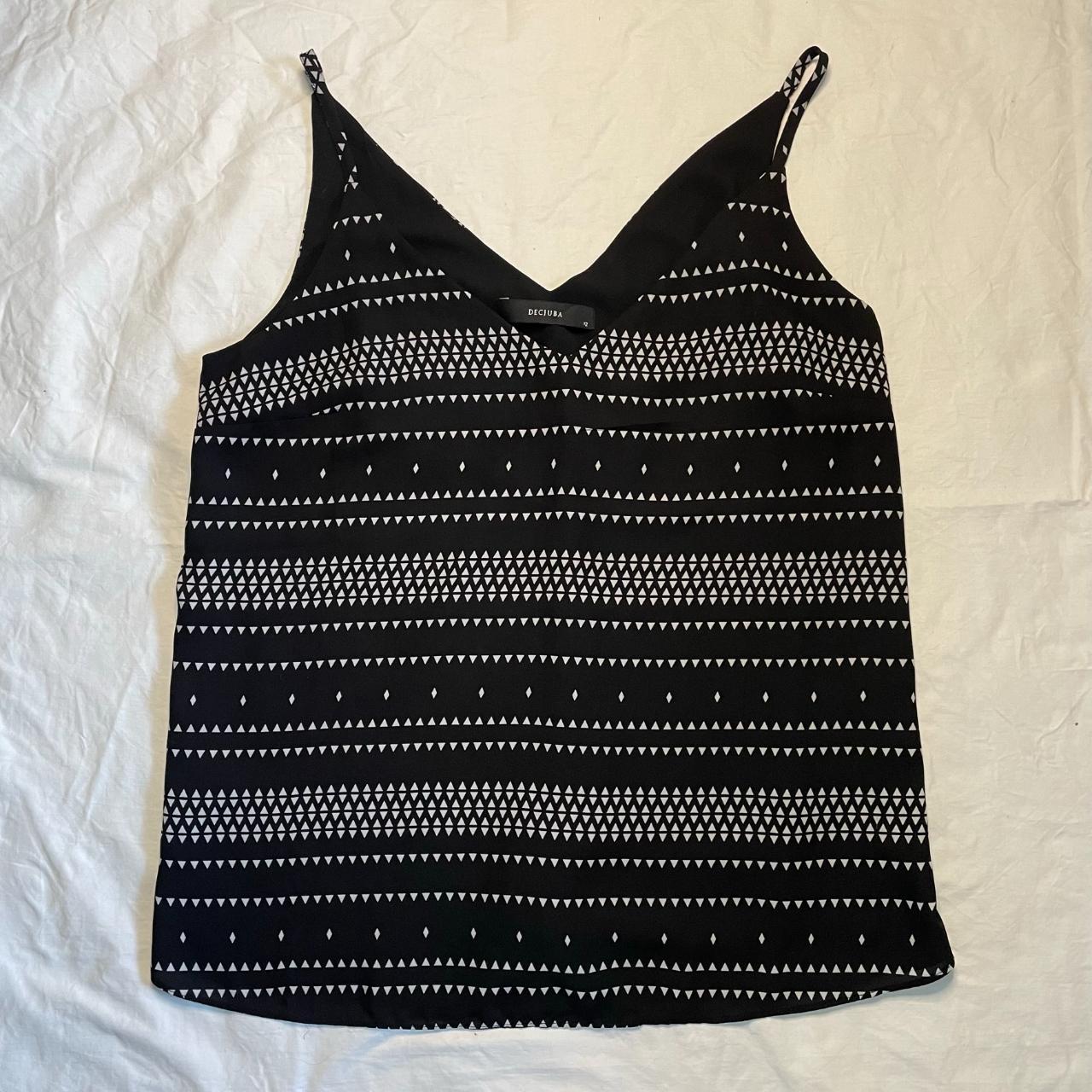 DECJUBA Black and white patterened cami Main &... - Depop