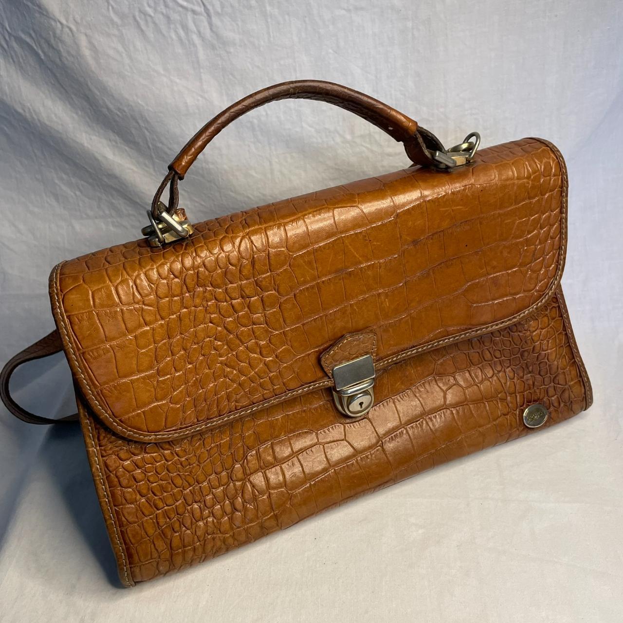 OROTON Brown leather skin shoulder bag Geniune... Depop