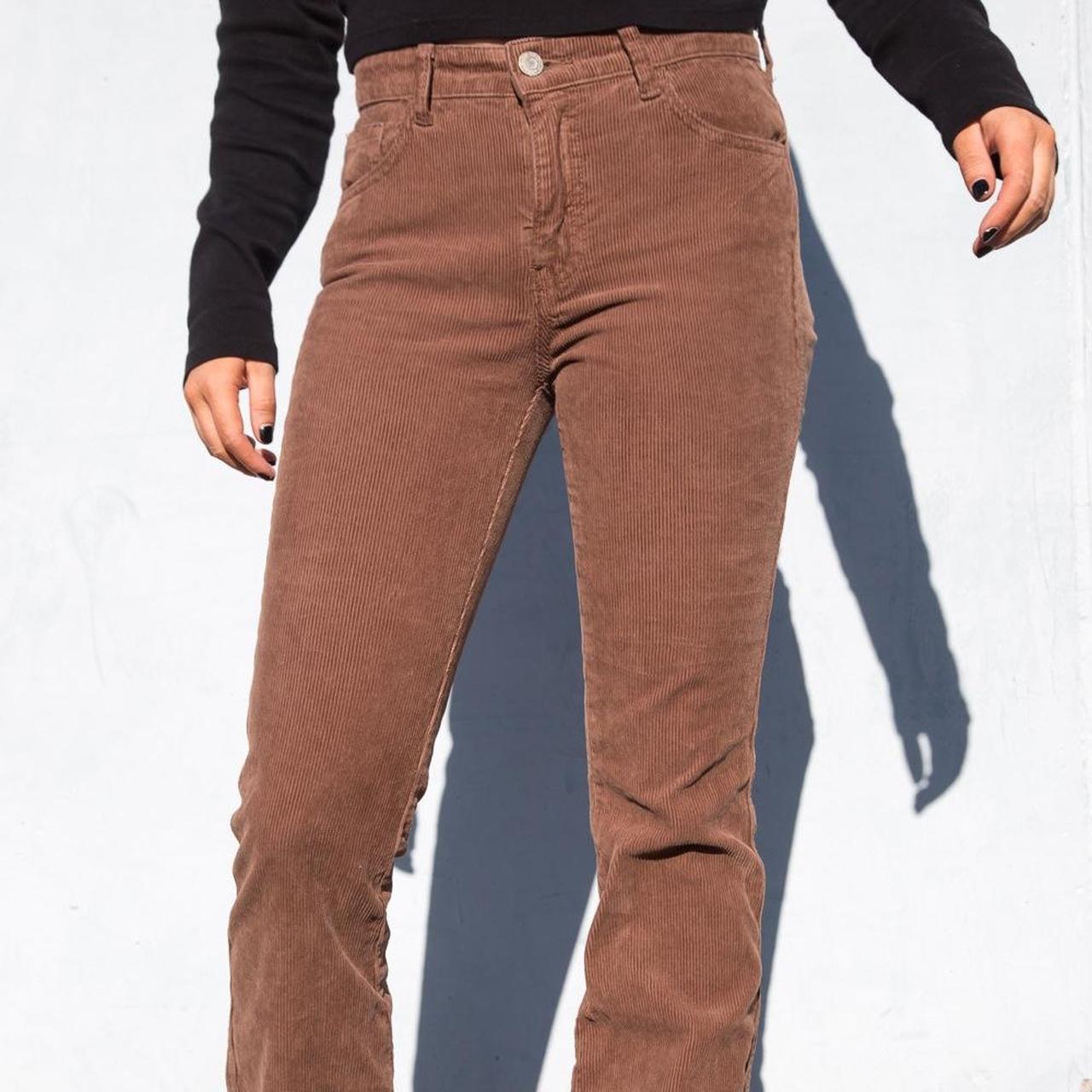 Brandy Melville Y2K Style Brown Darlene Corduroy Flare Pants S