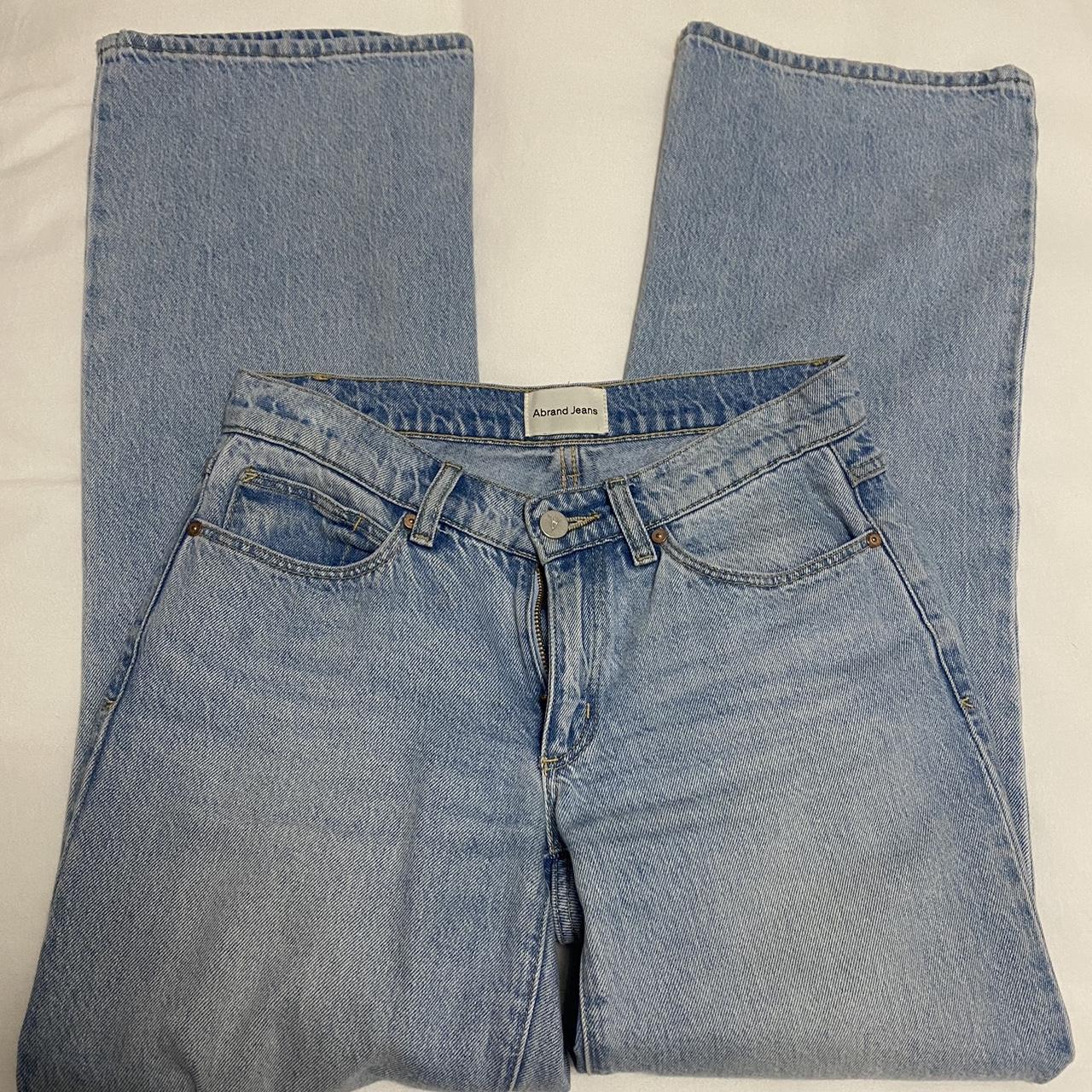 abrand light wash low rise wide leg jeans! size 24... Depop