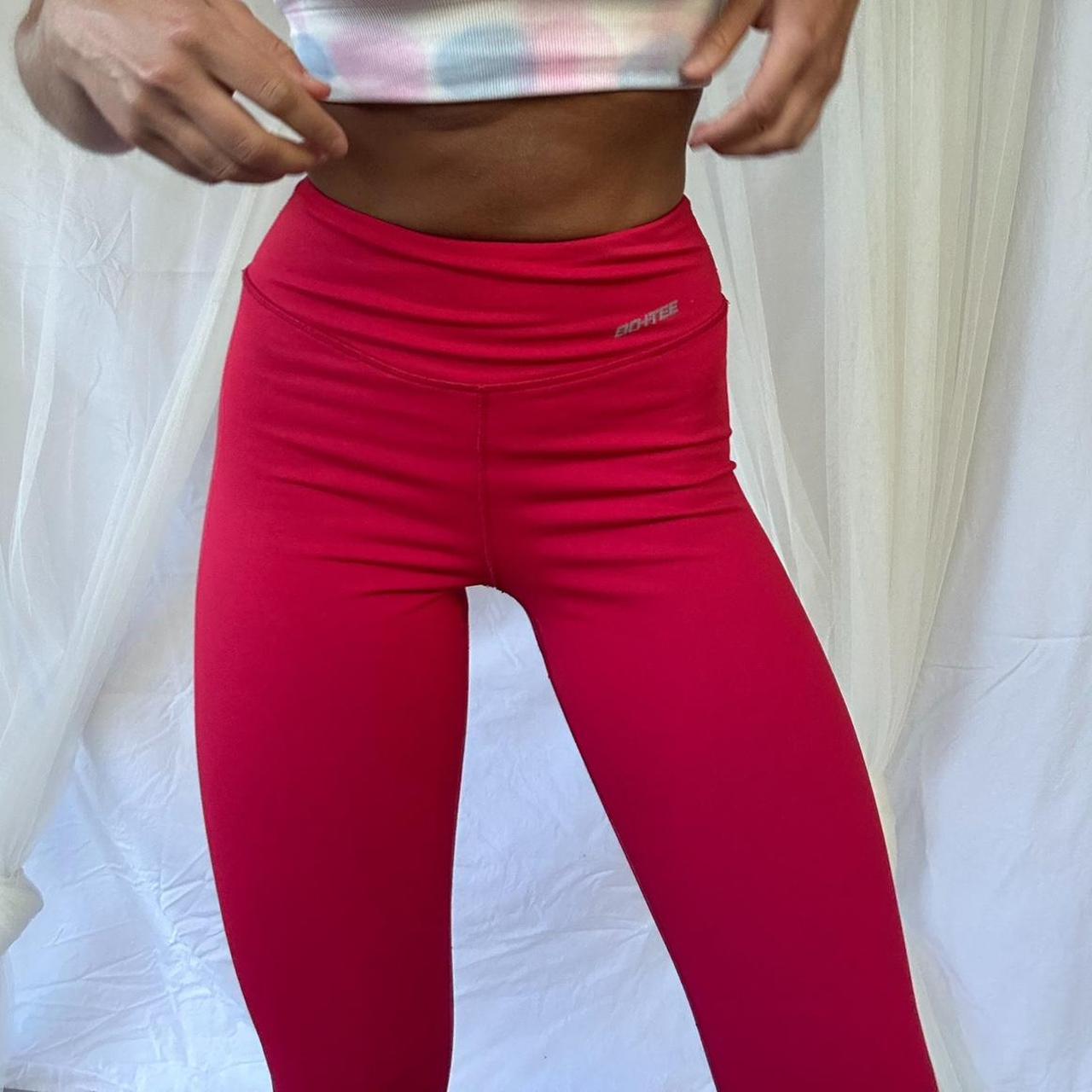 Bo and Tee Leggings - Red Full length gym tights, - Depop