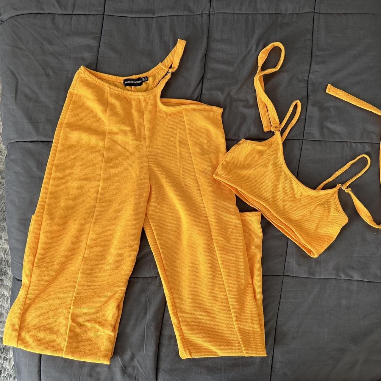 PrettyLittleThing Women's Yellow Jumpsuit Depop