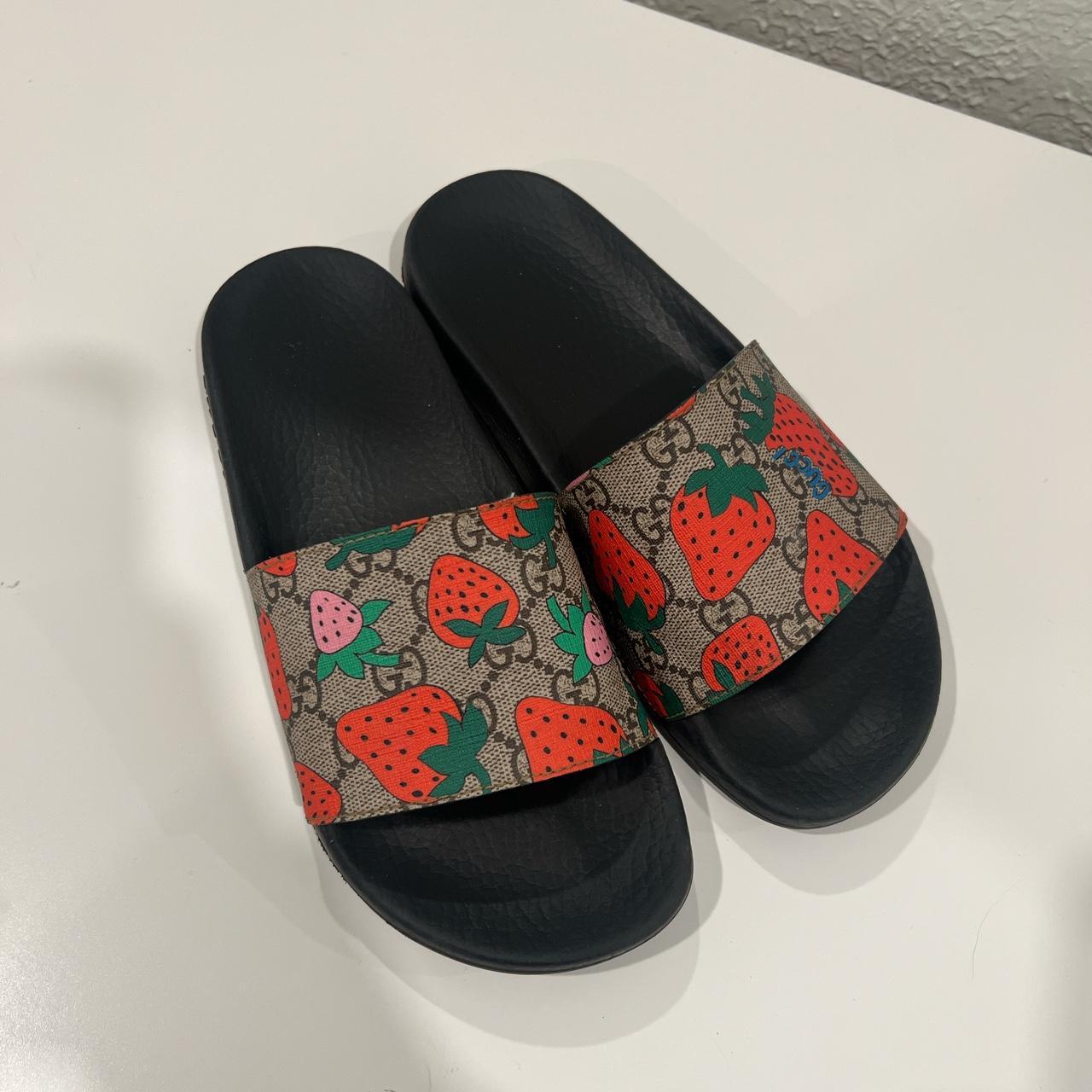 gucci strawberry slides. bought in 2019, authentic... - Depop
