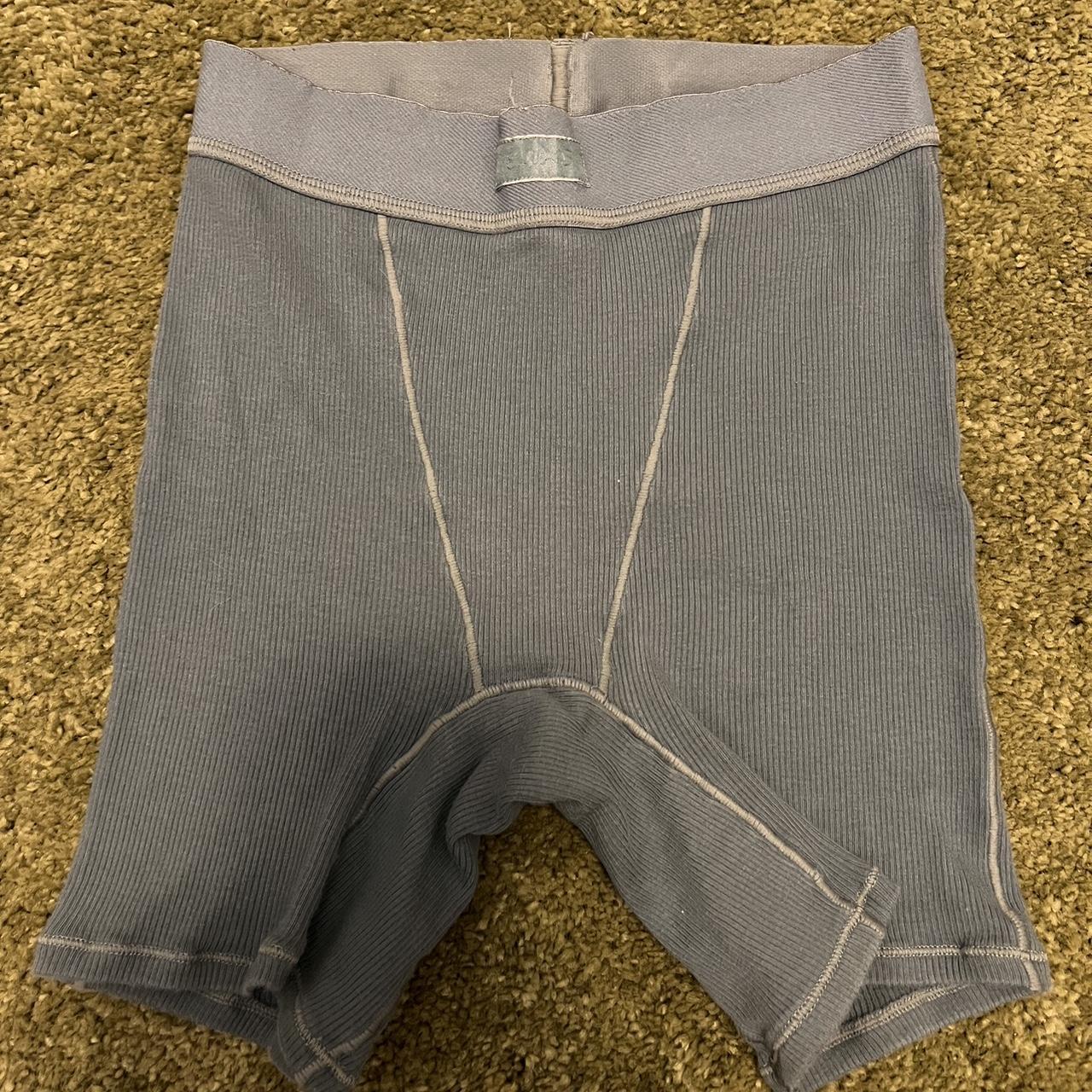 skims lounge boxer shorts. blueish gray color - Depop