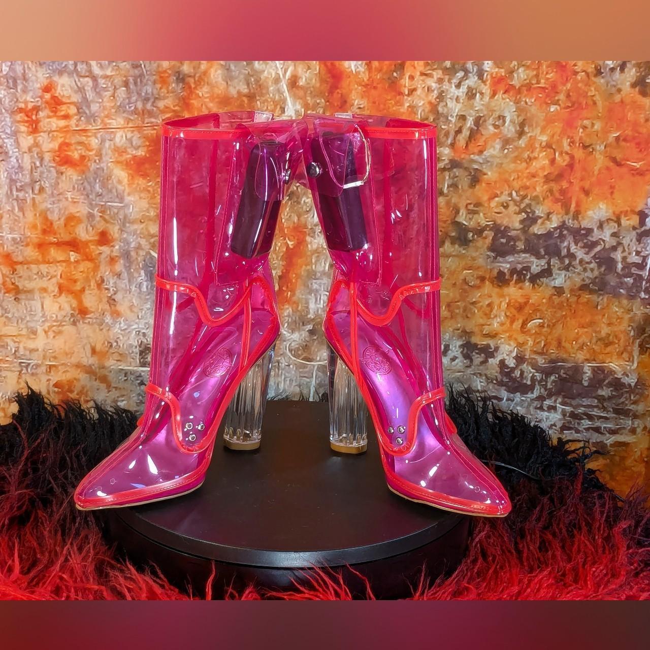 Pink neon boots best sale