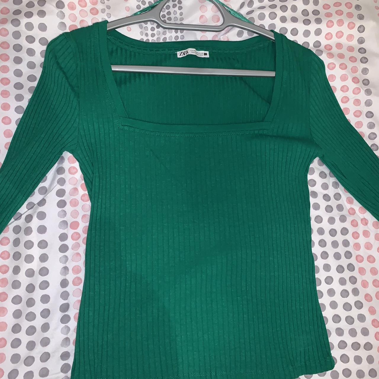 Zara green long sleeved top Size M Depop