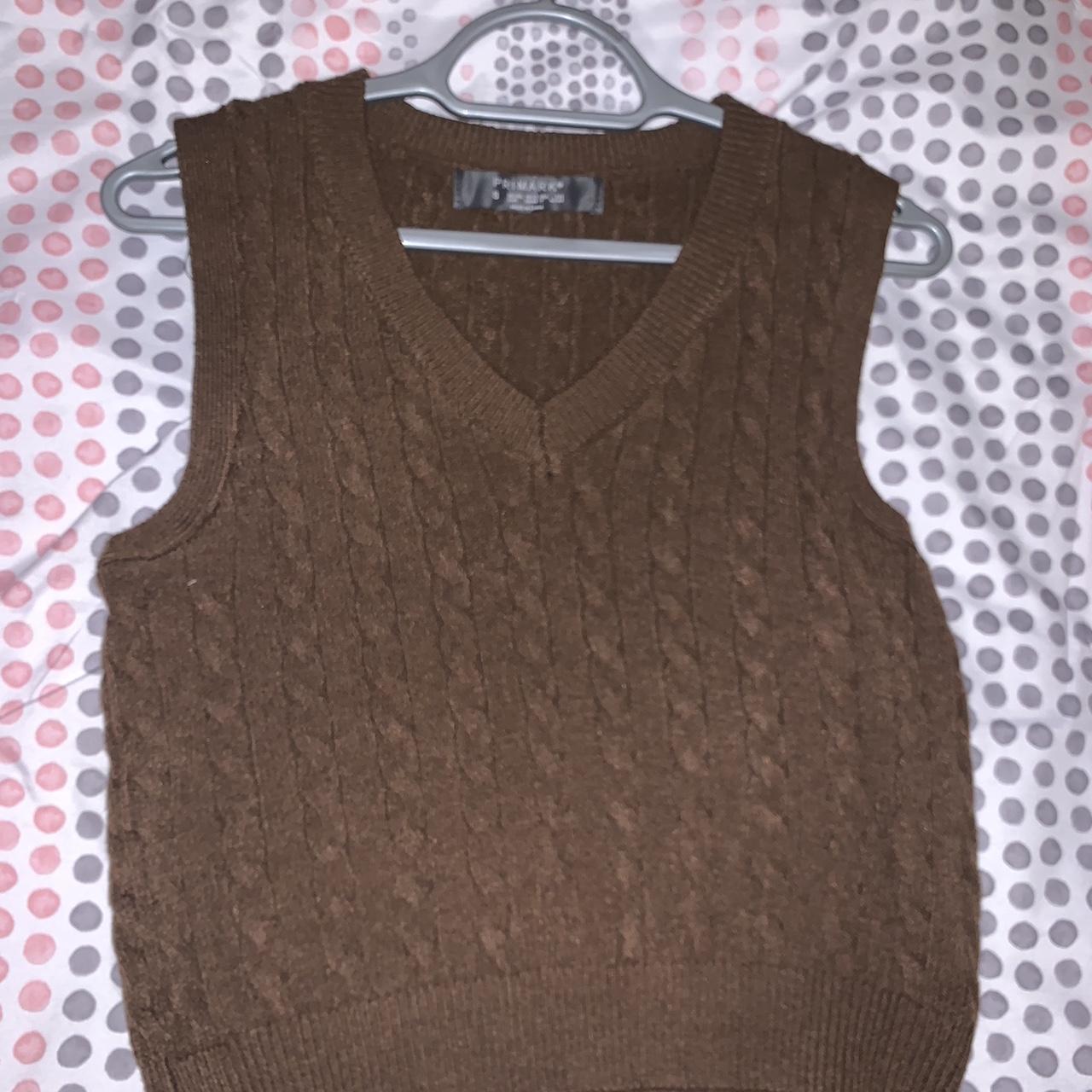 Primark brown sweater vest Size S Depop