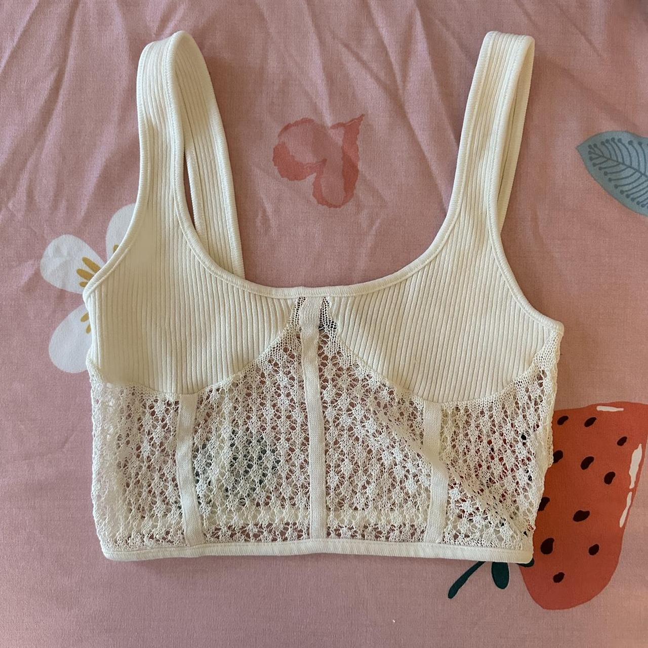 Zara white lace crochet bralette bra top size Small