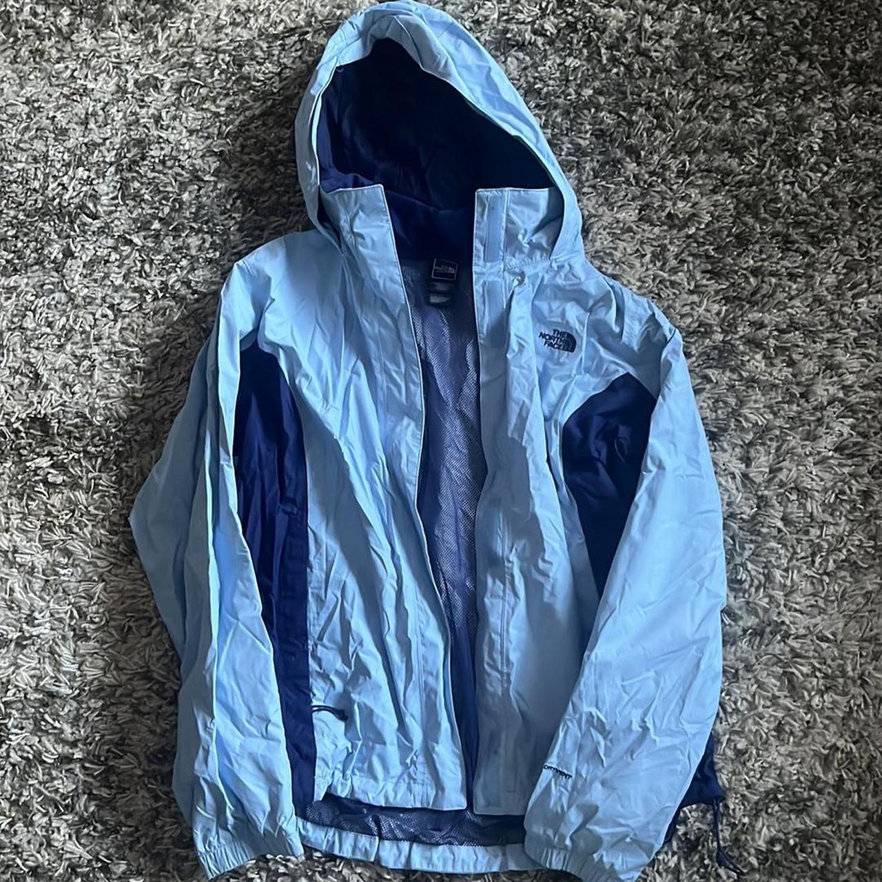 Light blue north shop face rain jacket