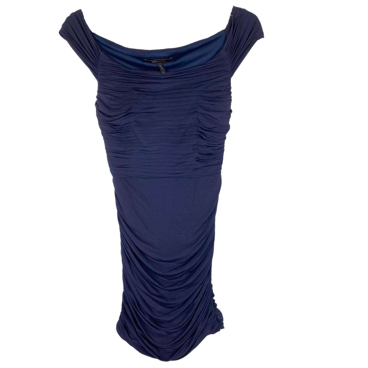 BCBGMaxazria Y2K Glam Blue Satin Ruched Mini Dress