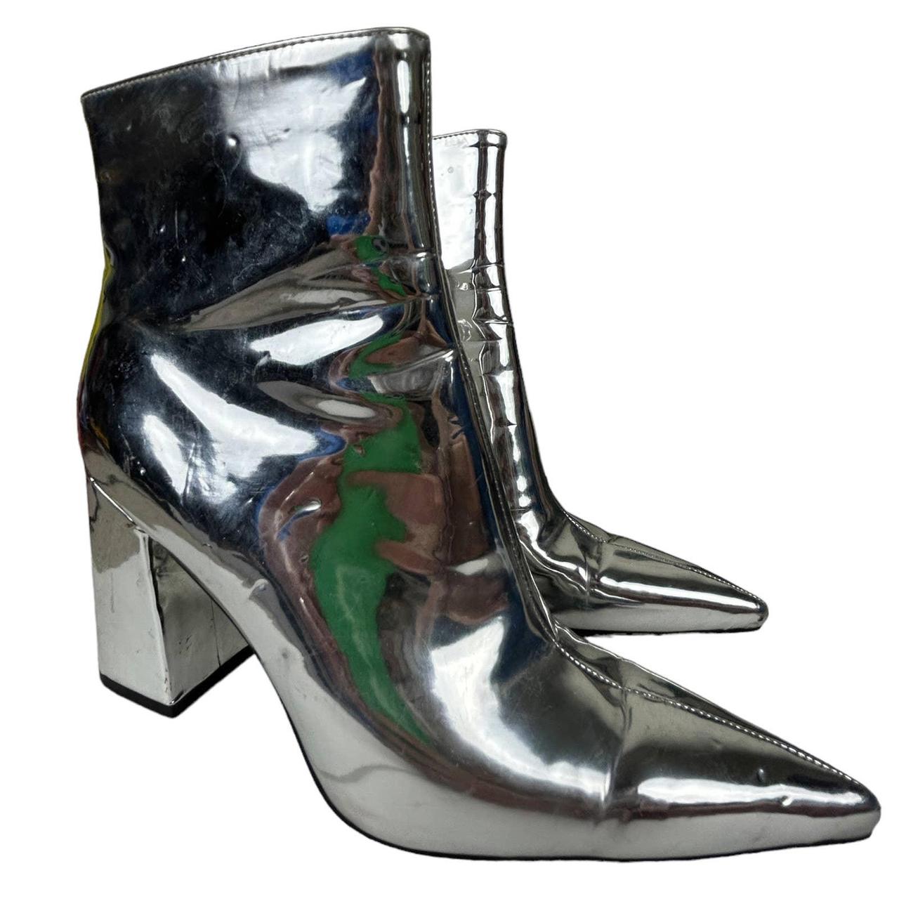 Public Desire pointed metallic ankle boots in Silver Metallic
