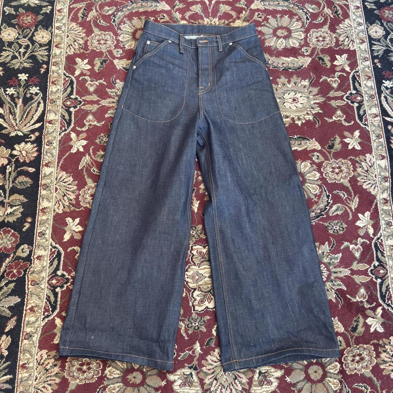 Women's Wide leg Jeans - Navy/Blue - 30 – High-waisted wide-leg raw denim jeans jeans by …