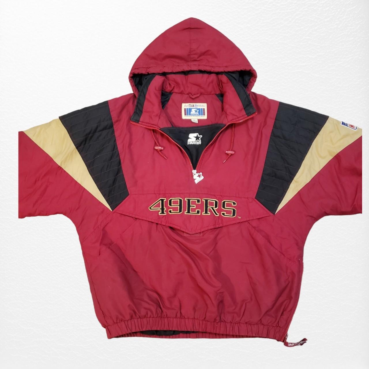 49ERS Jacket San Francisco 2022 Starter Hooded Half Zip Pullover Jacket 4X  5X