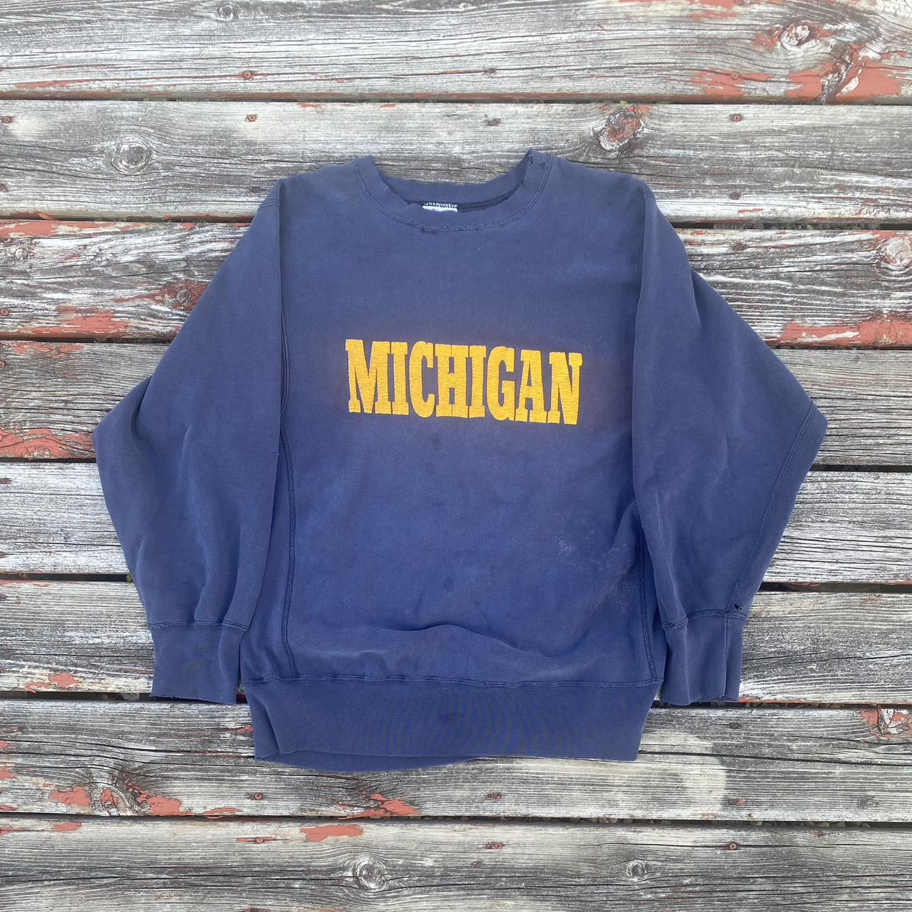 80s Michigan Champion Reverse Weave Crewneck - Size... - Depop