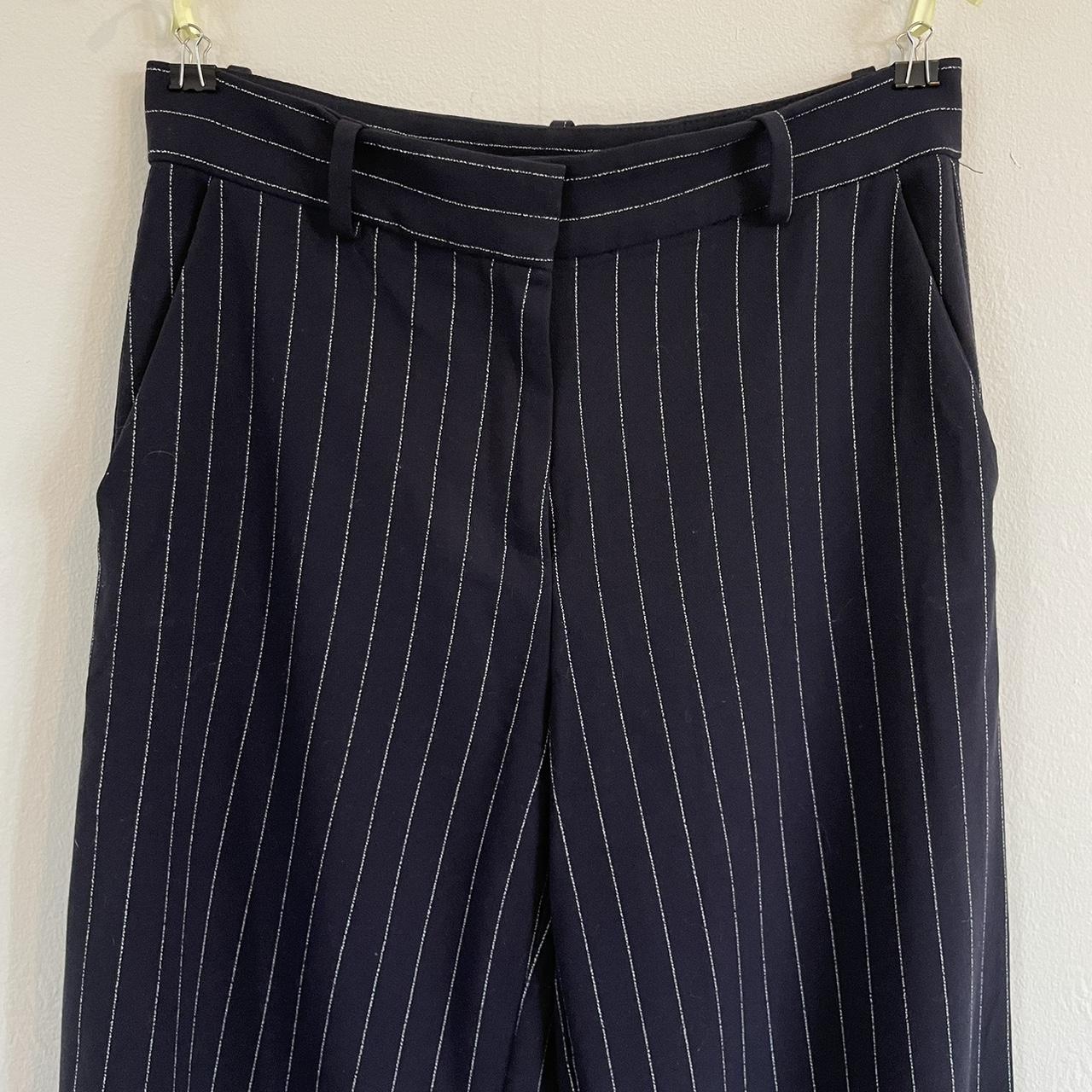 Smart & flattering H&M high-waisted pinstripe navy... - Depop