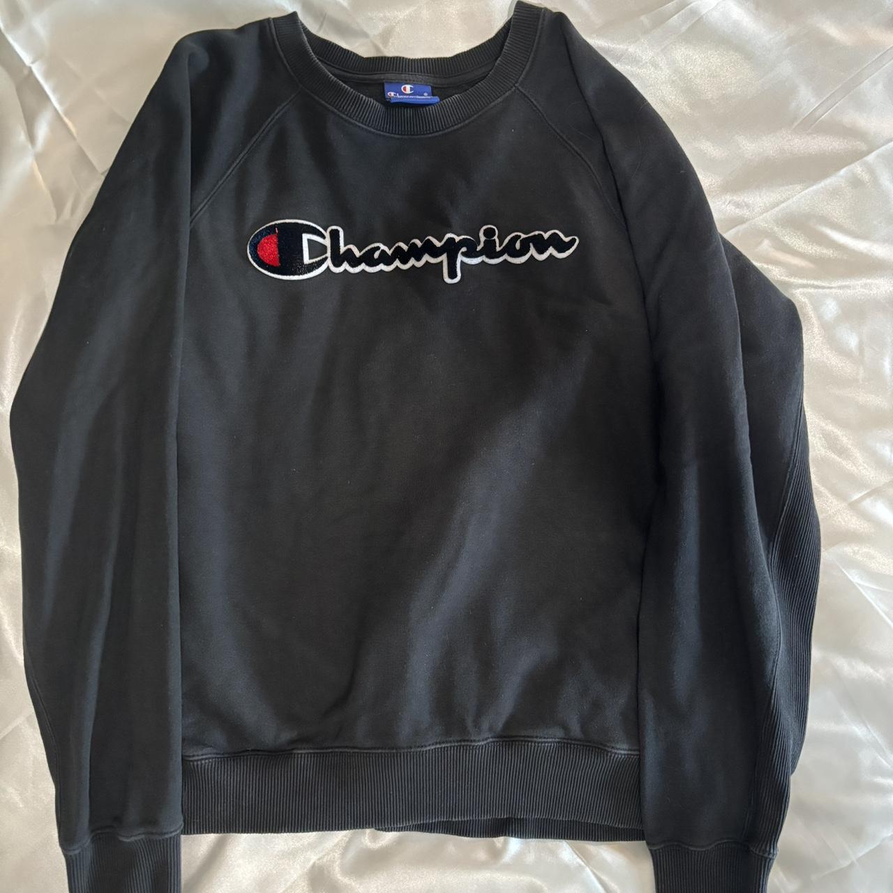 black champion sweatshirt with pockets, got it in a... - Depop