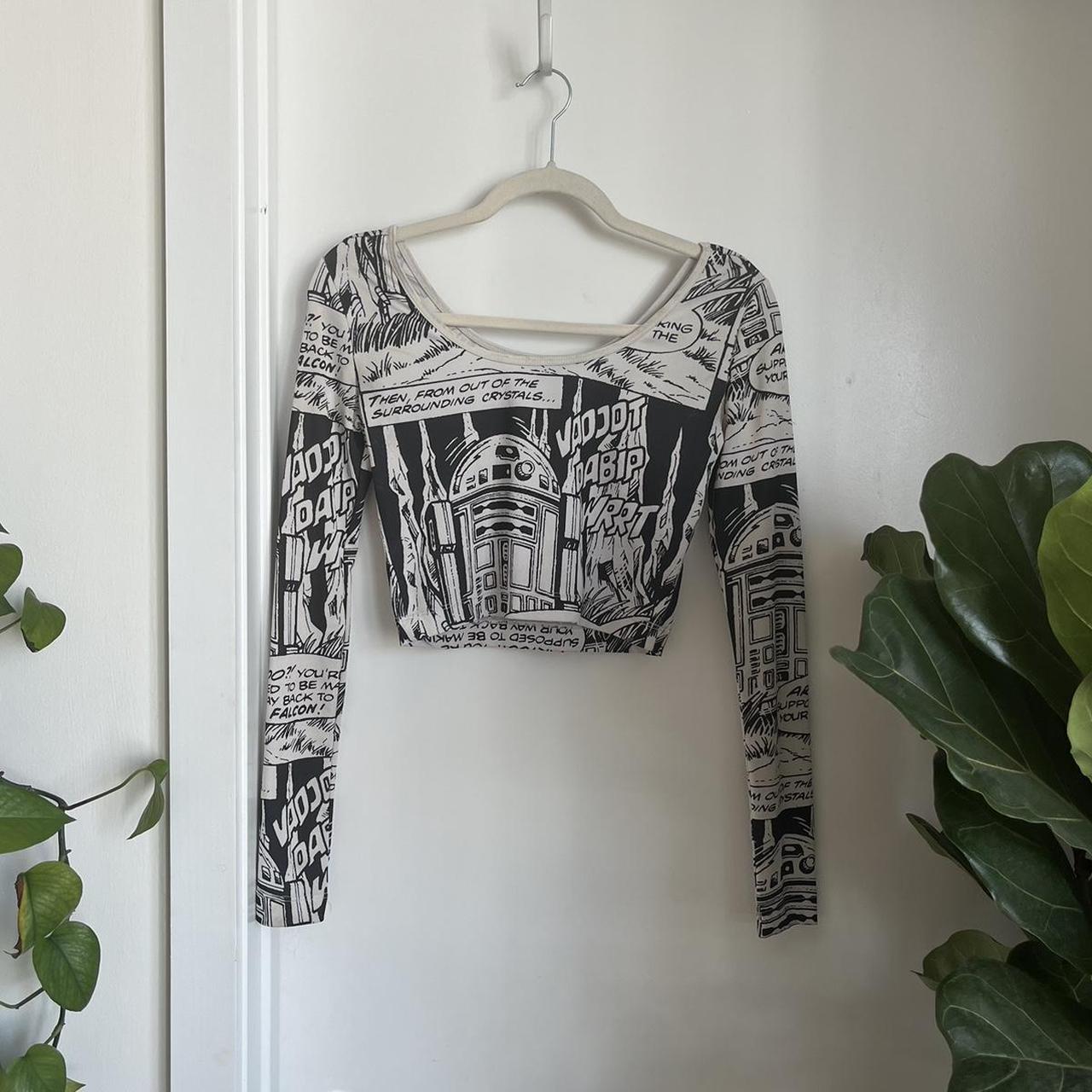 Star Wars newspaper comic printed long sleeve crop