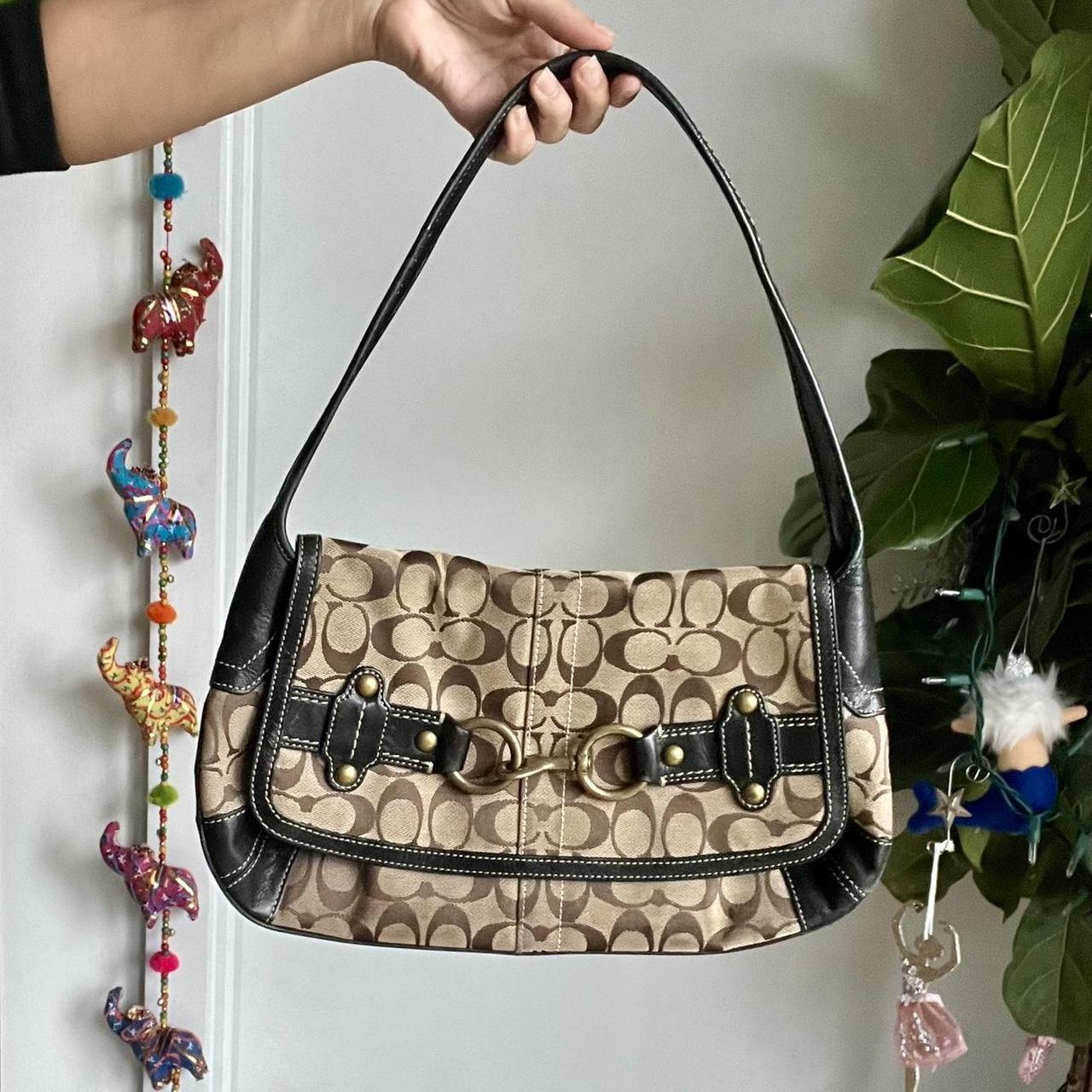 Vintage Coach y2k monogram horse bit flap jacquard | Depop