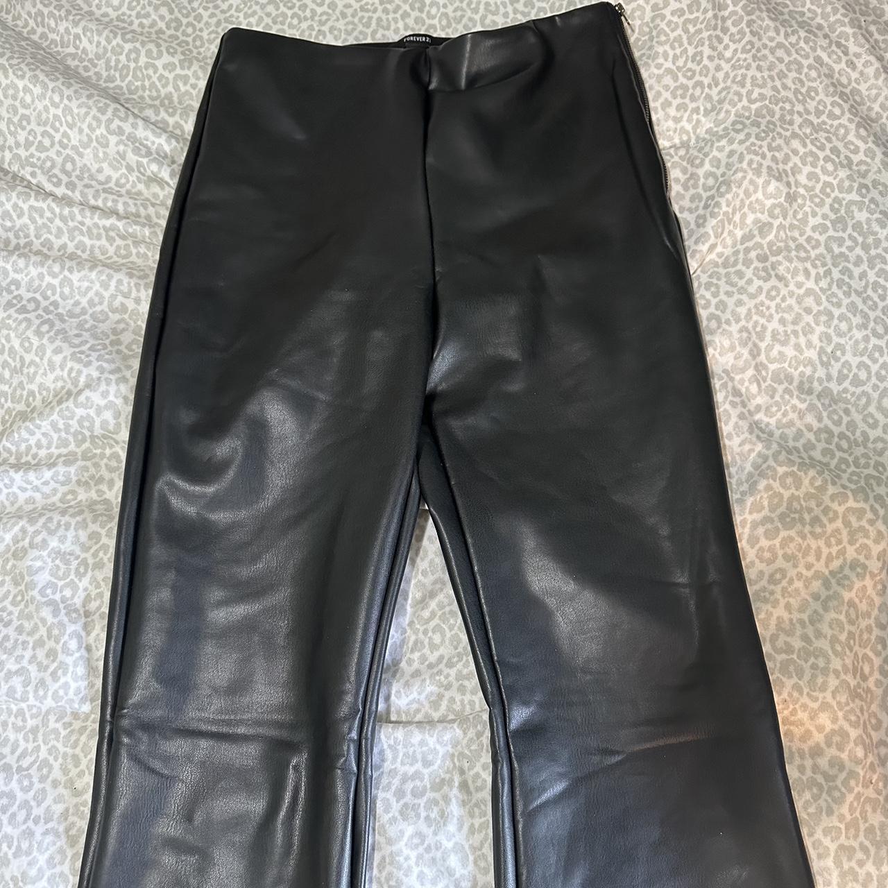 Forever 21 flared leather black pants, very... - Depop